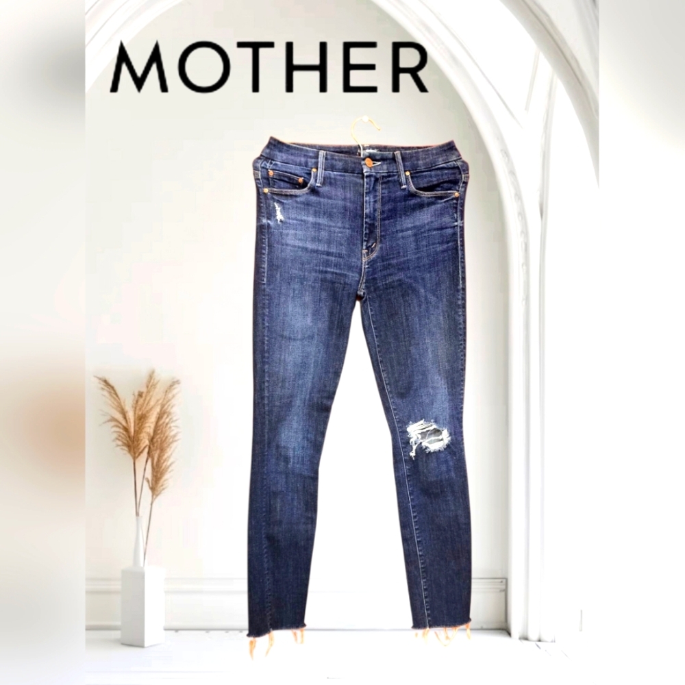 Mother Womens Skinny Blue Jeans